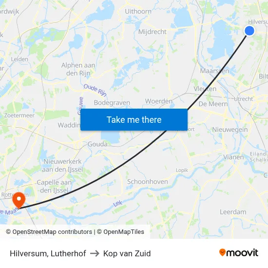 Hilversum, Lutherhof to Kop van Zuid map