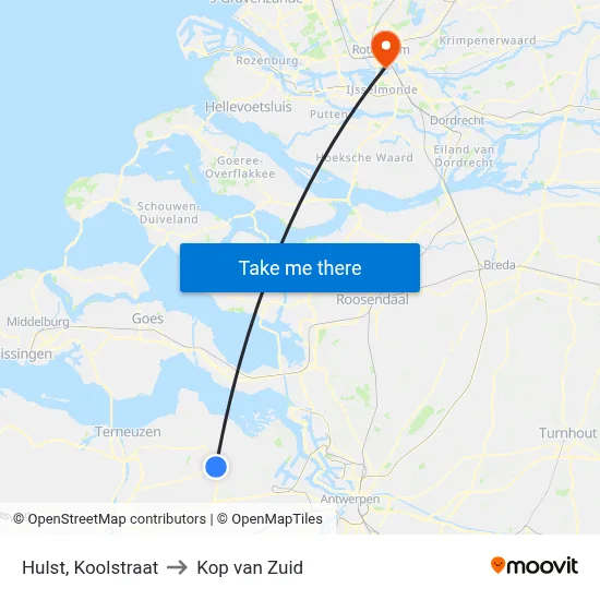 Hulst, Koolstraat to Kop van Zuid map
