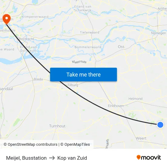 Meijel, Busstation to Kop van Zuid map