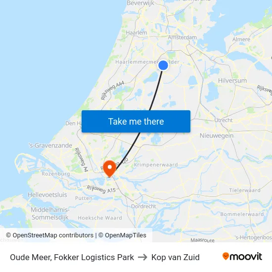 Oude Meer, Fokker Logistics Park to Kop van Zuid map