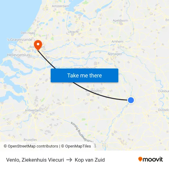 Venlo, Ziekenhuis Viecuri to Kop van Zuid map