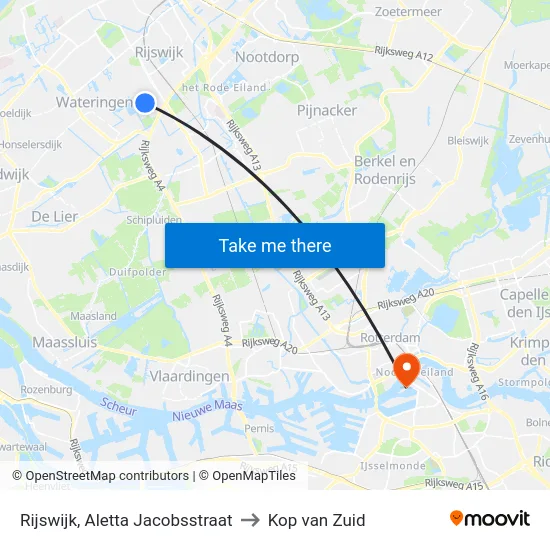 Rijswijk, Aletta Jacobsstraat to Kop van Zuid map