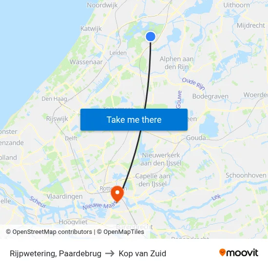 Rijpwetering, Paardebrug to Kop van Zuid map