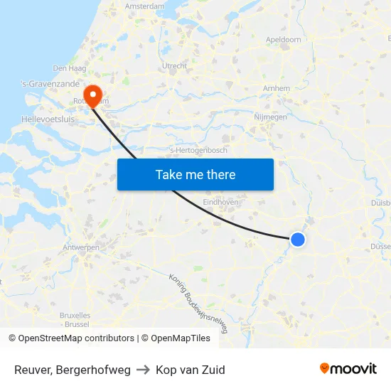 Reuver, Bergerhofweg to Kop van Zuid map