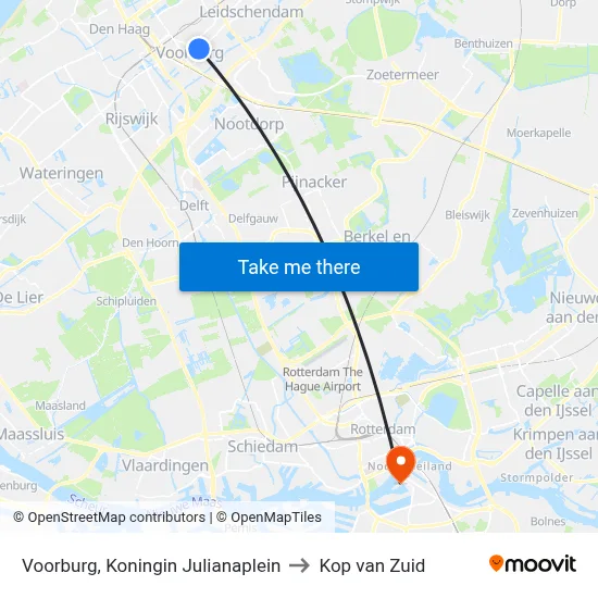 Voorburg, Koningin Julianaplein to Kop van Zuid map