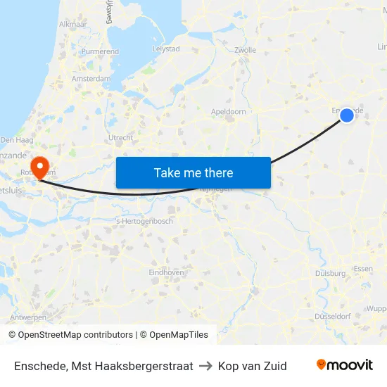 Enschede, Mst Haaksbergerstraat to Kop van Zuid map