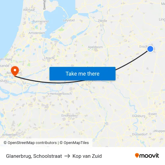 Glanerbrug, Schoolstraat to Kop van Zuid map