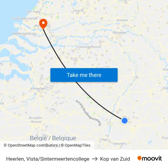 Heerlen, Vista/Sintermeertencollege to Kop van Zuid map