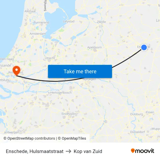 Enschede, Hulsmaatstraat to Kop van Zuid map