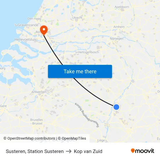 Susteren, Station Susteren to Kop van Zuid map