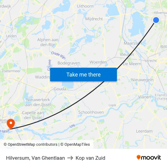 Hilversum, Van Ghentlaan to Kop van Zuid map