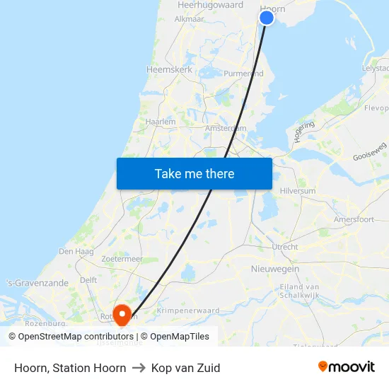 Hoorn, Station Hoorn to Kop van Zuid map