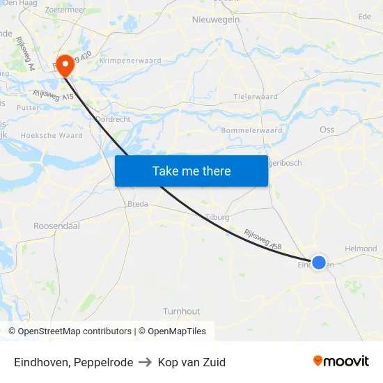 Eindhoven, Peppelrode to Kop van Zuid map