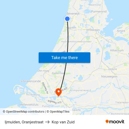 Ijmuiden, Oranjestraat to Kop van Zuid map