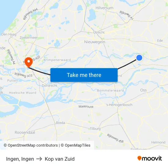 Ingen, Ingen to Kop van Zuid map