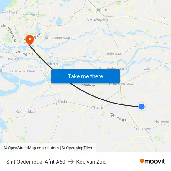 Sint Oedenrode, Afrit A50 to Kop van Zuid map