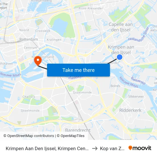 Krimpen Aan Den Ijssel, Krimpen Centrum to Kop van Zuid map