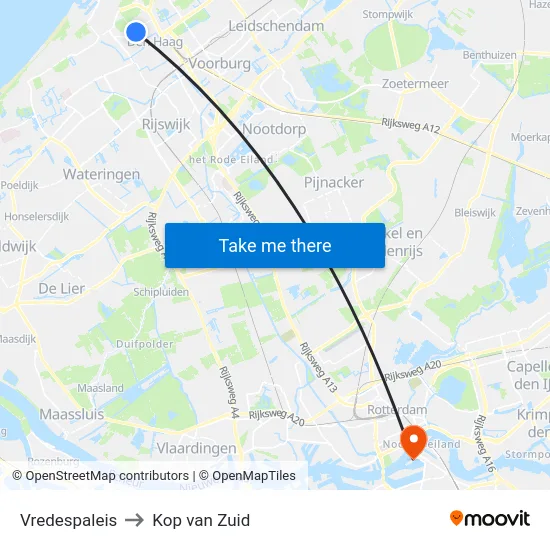 Vredespaleis to Kop van Zuid map