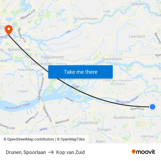 Drunen, Spoorlaan to Kop van Zuid map