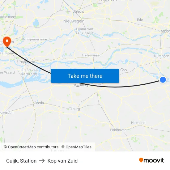 Cuijk, Station to Kop van Zuid map