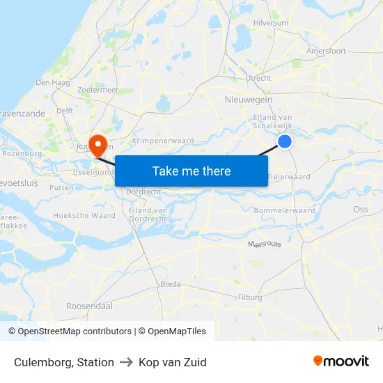 Culemborg, Station to Kop van Zuid map