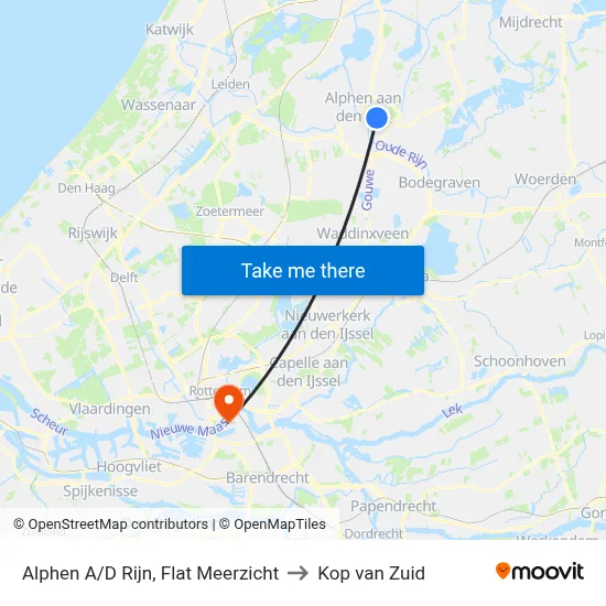 Alphen A/D Rijn, Flat Meerzicht to Kop van Zuid map