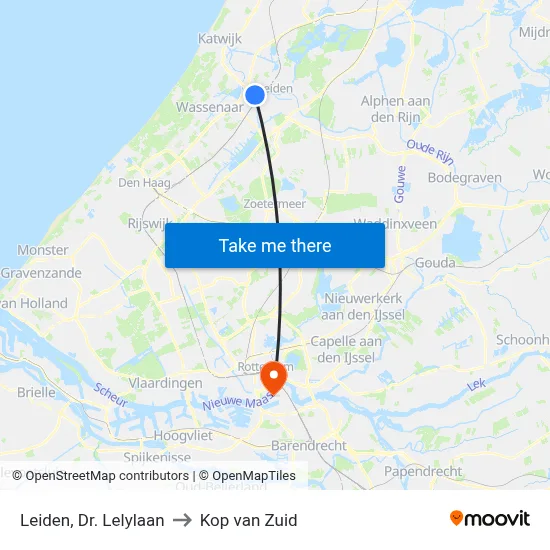 Leiden, Dr. Lelylaan to Kop van Zuid map