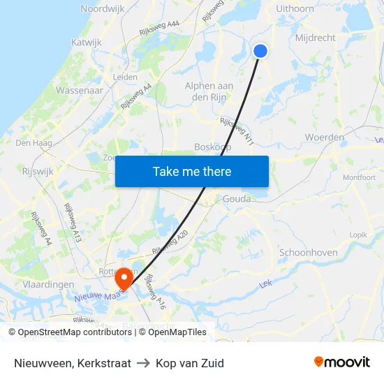 Nieuwveen, Kerkstraat to Kop van Zuid map