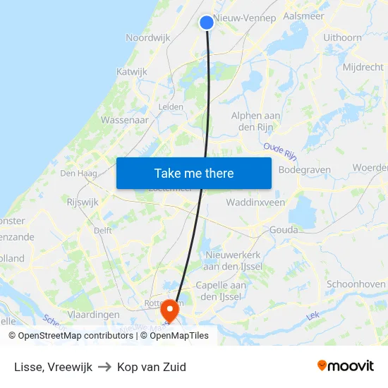 Lisse, Vreewijk to Kop van Zuid map