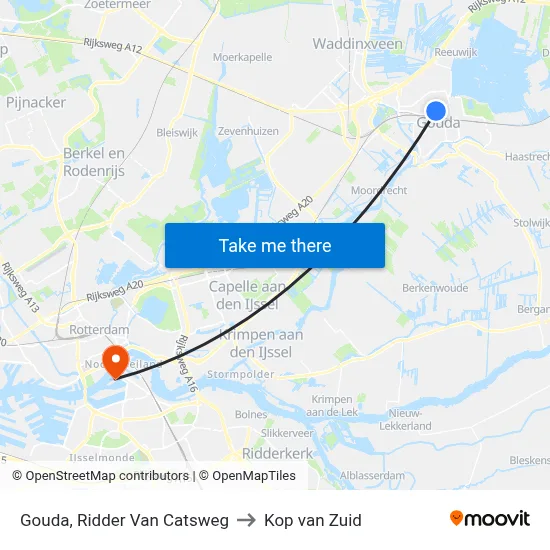 Gouda, Ridder Van Catsweg to Kop van Zuid map