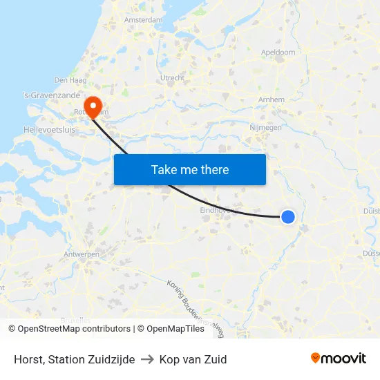 Horst, Station Zuidzijde to Kop van Zuid map