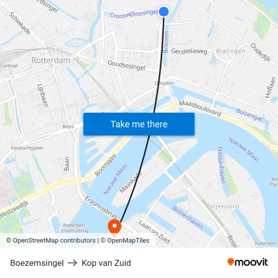 Boezemsingel to Kop van Zuid map