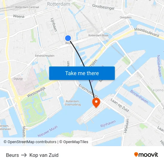 Beurs to Kop van Zuid map