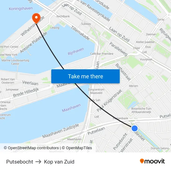 Putsebocht to Kop van Zuid map
