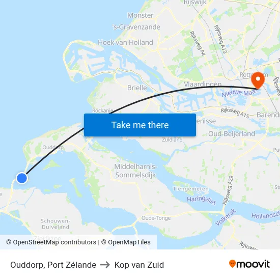 Ouddorp, Port Zélande to Kop van Zuid map
