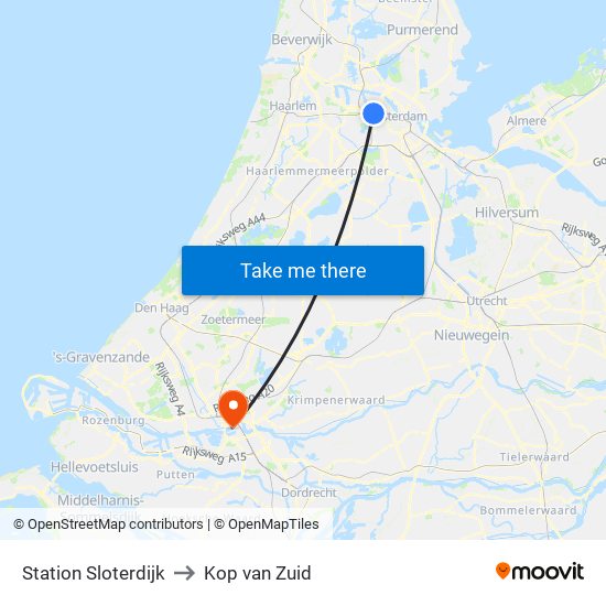 Station Sloterdijk to Kop van Zuid map