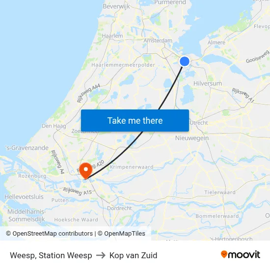 Weesp, Station Weesp to Kop van Zuid map
