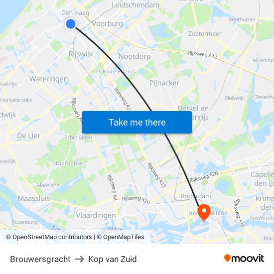 Brouwersgracht to Kop van Zuid map