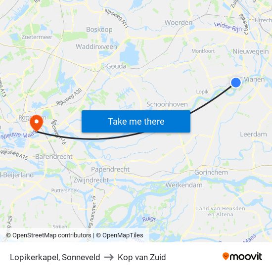 Lopikerkapel, Sonneveld to Kop van Zuid map