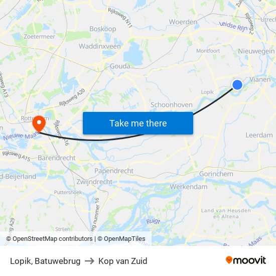 Lopik, Batuwebrug to Kop van Zuid map