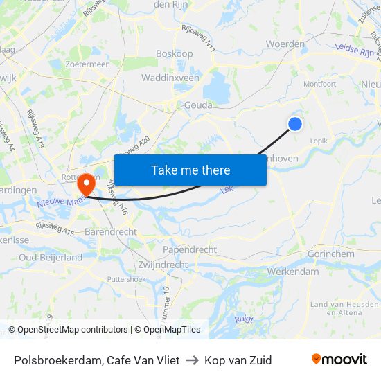 Polsbroekerdam, Cafe Van Vliet to Kop van Zuid map