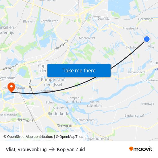 Vlist, Vrouwenbrug to Kop van Zuid map