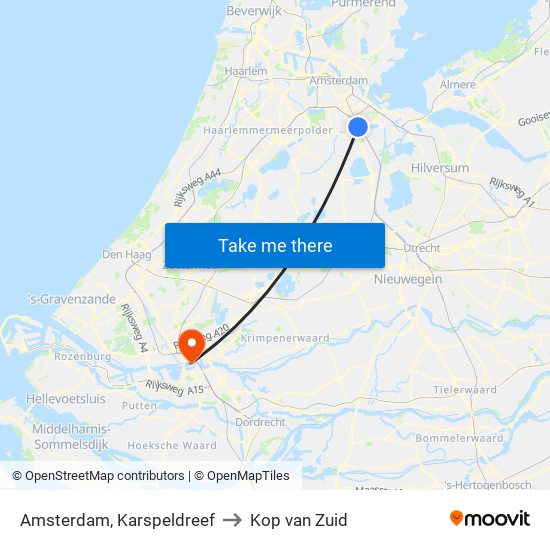 Amsterdam, Karspeldreef to Kop van Zuid map