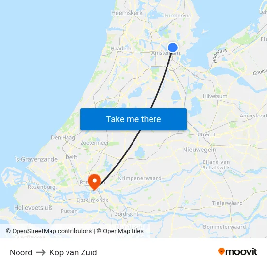 Noord to Kop van Zuid map
