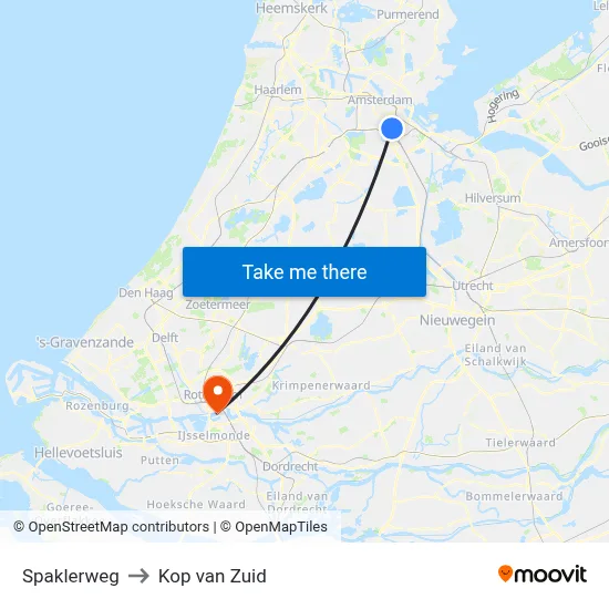 Spaklerweg to Kop van Zuid map