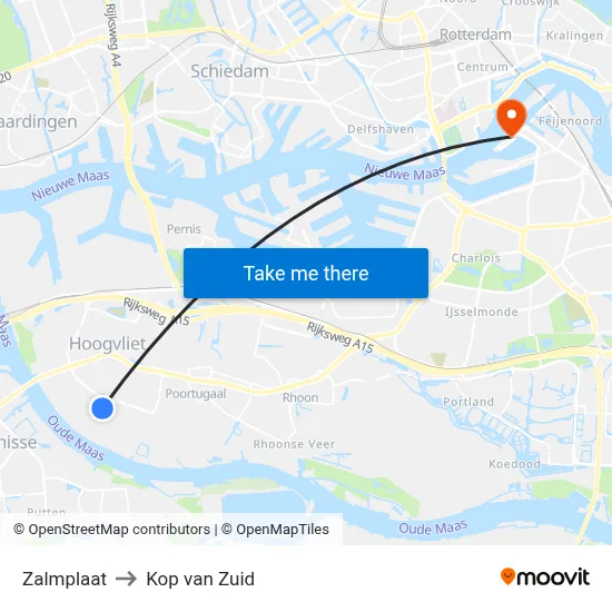 Zalmplaat to Kop van Zuid map