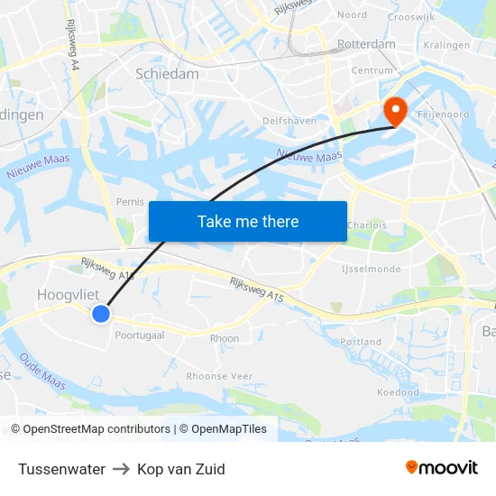 Tussenwater to Kop van Zuid map