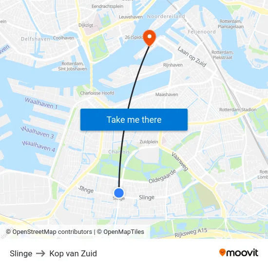 Slinge to Kop van Zuid map