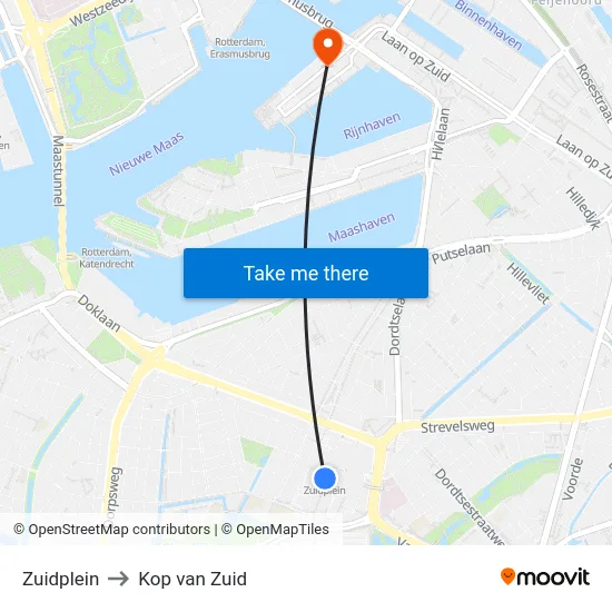 Zuidplein to Kop van Zuid map