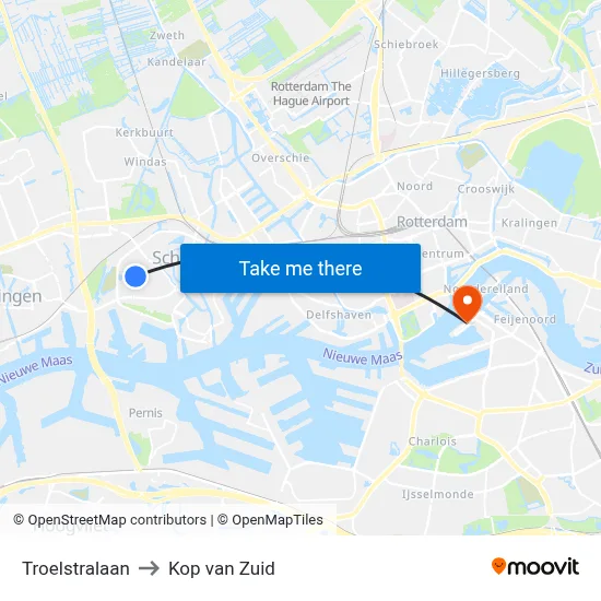 Troelstralaan to Kop van Zuid map